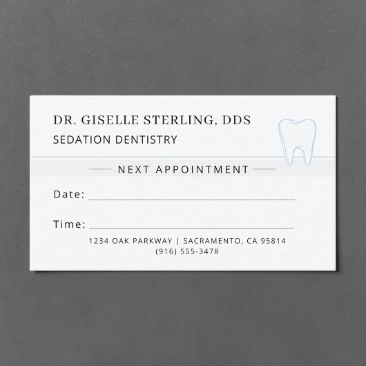 Carte de rendez-vous de dentisterie sédative