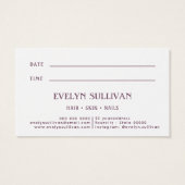 carte de rendez-vous de fleurs d'art populaire vio (Dos)