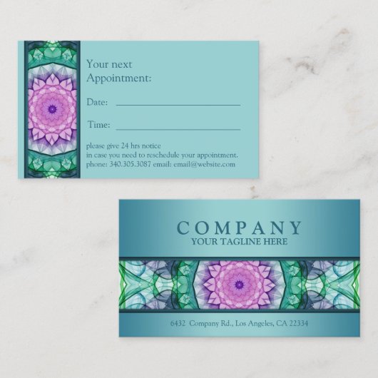 Carte de rendez-vous de mandala de nénuphar (Devant / Derrière)