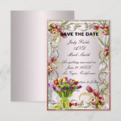Carte de rendez-vous de mariage à motif de tulipes (Devant / Derrière)