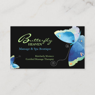 Carte de rendez-vous de massage aux papillons bleu