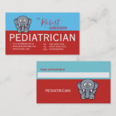 Carte de rendez-vous de pédiatre éléphant mignon (Devant / Derrière)