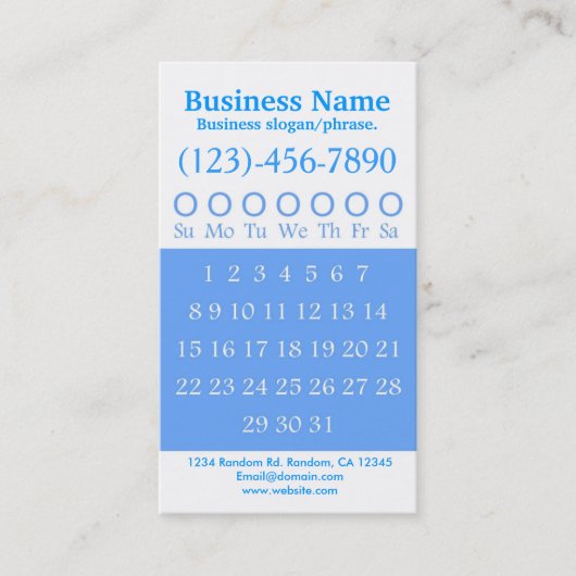 Carte de rendez-vous de perforation blanche bleue (Devant)