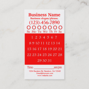 Carte de rendez-vous de perforation blanche rouge