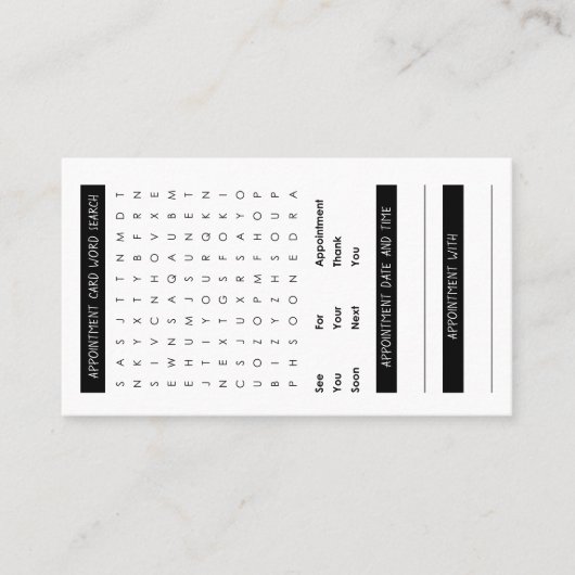 Carte de rendez-vous de recherche de mot (Devant)