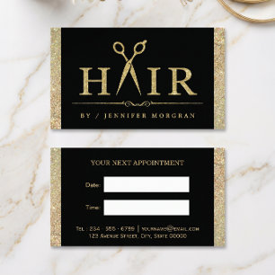 Carte de Rendez-vous de Salon de Coiffure Pailleté