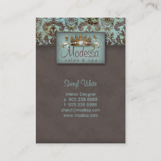 Carte de rendez-vous de spa de salon de damassé de