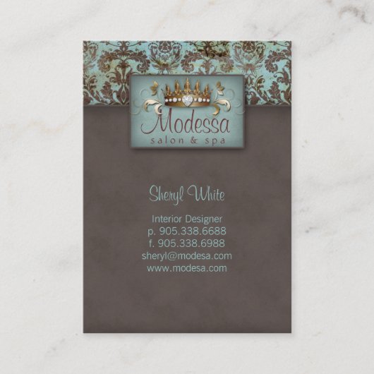 Carte de rendez-vous de spa de salon de damassé de (Devant)