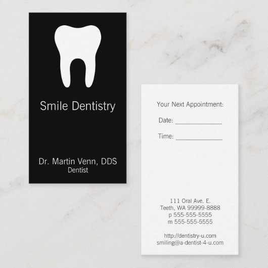 Carte De Rendez-vous Dent (Devant / Derrière)