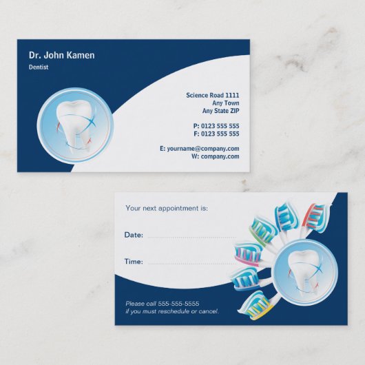 Carte de rendez-vous dentaire | Dentiste (Devant / Derrière)