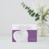 Carte de rendez-vous dentaire | Dentiste pourpre (Debout devant)