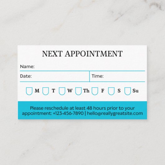 Carte de rendez-vous dentaire moderne (Dos)