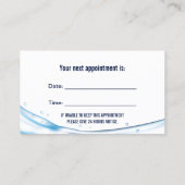 Carte De Rendez-vous Dentaire professionnel flux d'eau Dentiste des den (Dos)