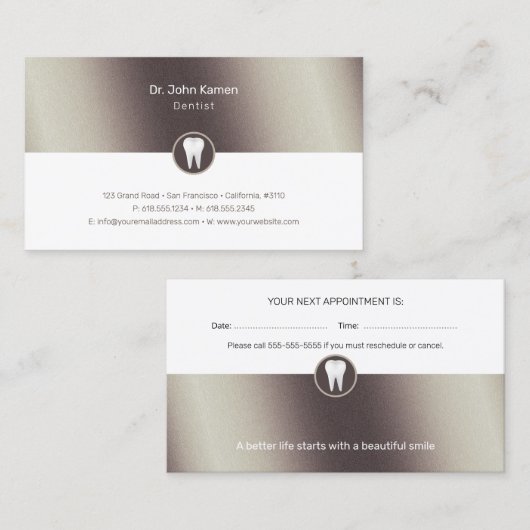 Carte De Rendez-vous Dentaire professionnel | Gold Dentist (Devant / Derrière)