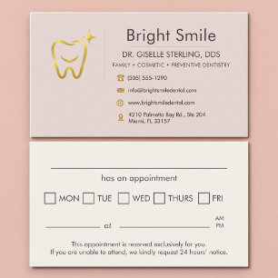 Carte de rendez-vous dentaires sourire doré dent r