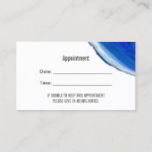 Carte De Rendez-vous Dental Blue Agate Pierre Dentiste Nomination (Dos)