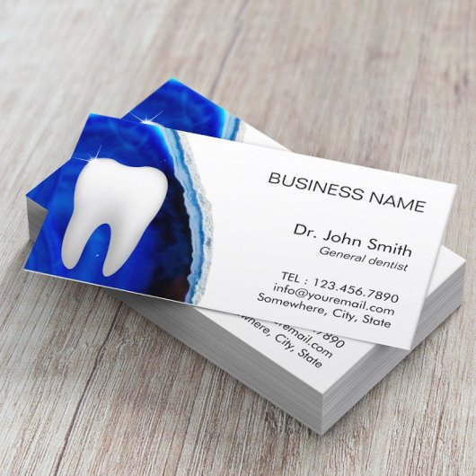 Carte De Rendez-vous Dental Blue Agate Pierre Dentiste Nomination