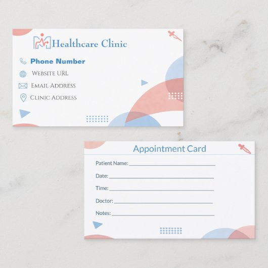 Carte De Rendez-vous Dental Reminder Cards for Clinic Appointments (Devant / Derrière)