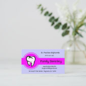 Carte De Rendez-vous Dental White Tooth Bold Magenta Center Stripe (Debout devant)