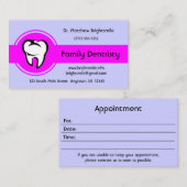 Carte De Rendez-vous Dental White Tooth Bold Magenta Center Stripe (Devant / Derrière)