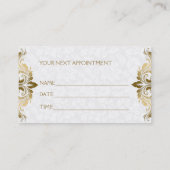 Carte De Rendez-vous Dentelle D'Or Sur Le Damas Blanc Plush (Dos)
