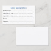 Carte De Rendez-vous Dentist Appointment Cards Patient Reminder (Devant / Derrière)