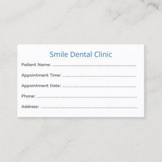Carte De Rendez-vous Dentist Appointment Cards Patient Reminder