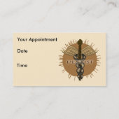 Carte De Rendez-vous Dentist Caduceus nom personnalisé (Dos)