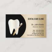 Carte De Rendez-vous Dentist Dentist Tooth & Toothbrush Gold Dental Nom (Devant)