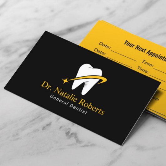 Carte De Rendez-vous Dentist Gold Star Tooth Logo Dentaire professionne