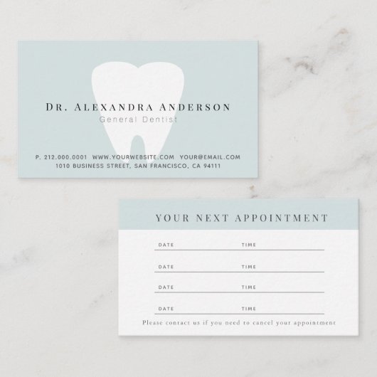 Carte de rendez-vous Dentist Light Blue (Devant / Derrière)