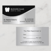 Carte De Rendez-vous Dentist Modern Tooth Logo Silver Dental Care (Devant / Derrière)