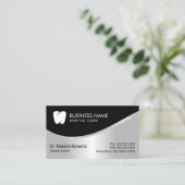 Carte De Rendez-vous Dentist Modern Tooth Logo Silver Dental Care (Debout devant)