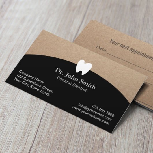 Carte De Rendez-vous Dentist Office Rustic Kraft Dental Nomination