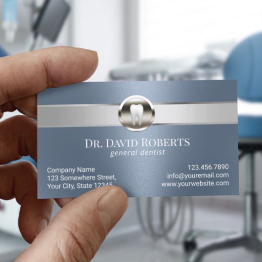 Carte De Rendez-vous Dentist Silver & Dusty Blue Dental Nomination