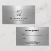 Carte De Rendez-vous Dentist Silver Tooth Logo moderne Bureau dentaire (Devant / Derrière)