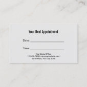 Carte De Rendez-vous Dentist Tooth Logo Soins dentaires professionnels (Dos)