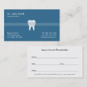 Carte De Rendez-vous Dentiste Bleu brillant Dentiste Dentaire dentaire (Devant / Derrière)