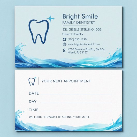 Carte de rendez-vous dentiste bleu sarcelle éclabo
