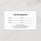 Carte De Rendez-vous Dentiste Bright Tooth Logo Soins dentaires ordinai (Dos)