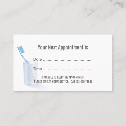 Carte De Rendez-vous Dentiste Dental Nomination (Devant)