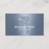 Carte De Rendez-vous Dentiste Dusty Blue Parties scintillant dent métal (Devant)