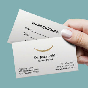 Carte De Rendez-vous Dentiste Gold Parties scintillant Sourire Rendez-v
