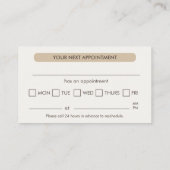 Carte de rendez-vous dentiste moderne beige clair (Dos)
