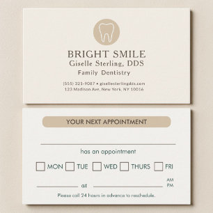 Carte de rendez-vous dentiste moderne beige clair