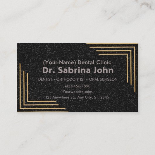 Carte De Rendez-vous Dentiste moderne Gold & Black Dental Office (Devant)