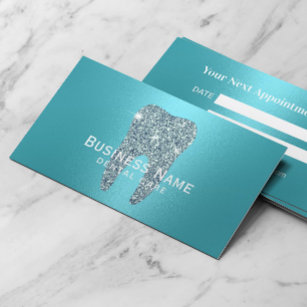 Carte De Rendez-vous Dentiste Moderne Turquoise Dents Métal Dentaire