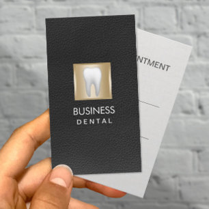 Carte De Rendez-vous Dentiste Nomination Élégant Cuir noir