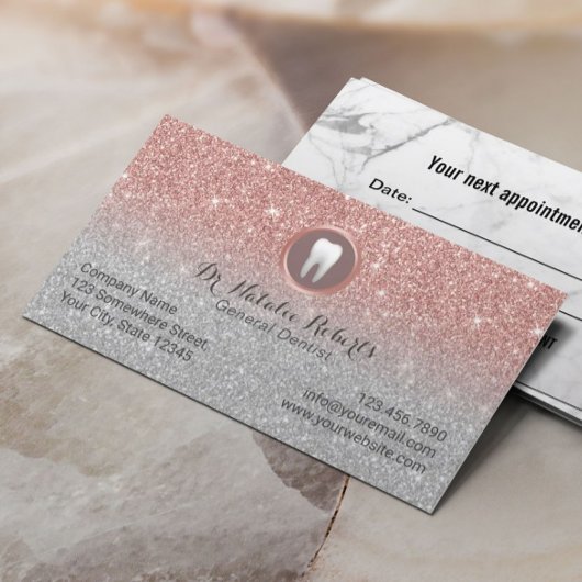 Carte De Rendez-vous Dentiste Rose Gold Parties scintillant Dental Nomi