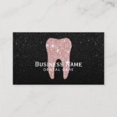 Carte De Rendez-vous Dentiste Rose Gold Tooth Black Parties scintillant (Devant)